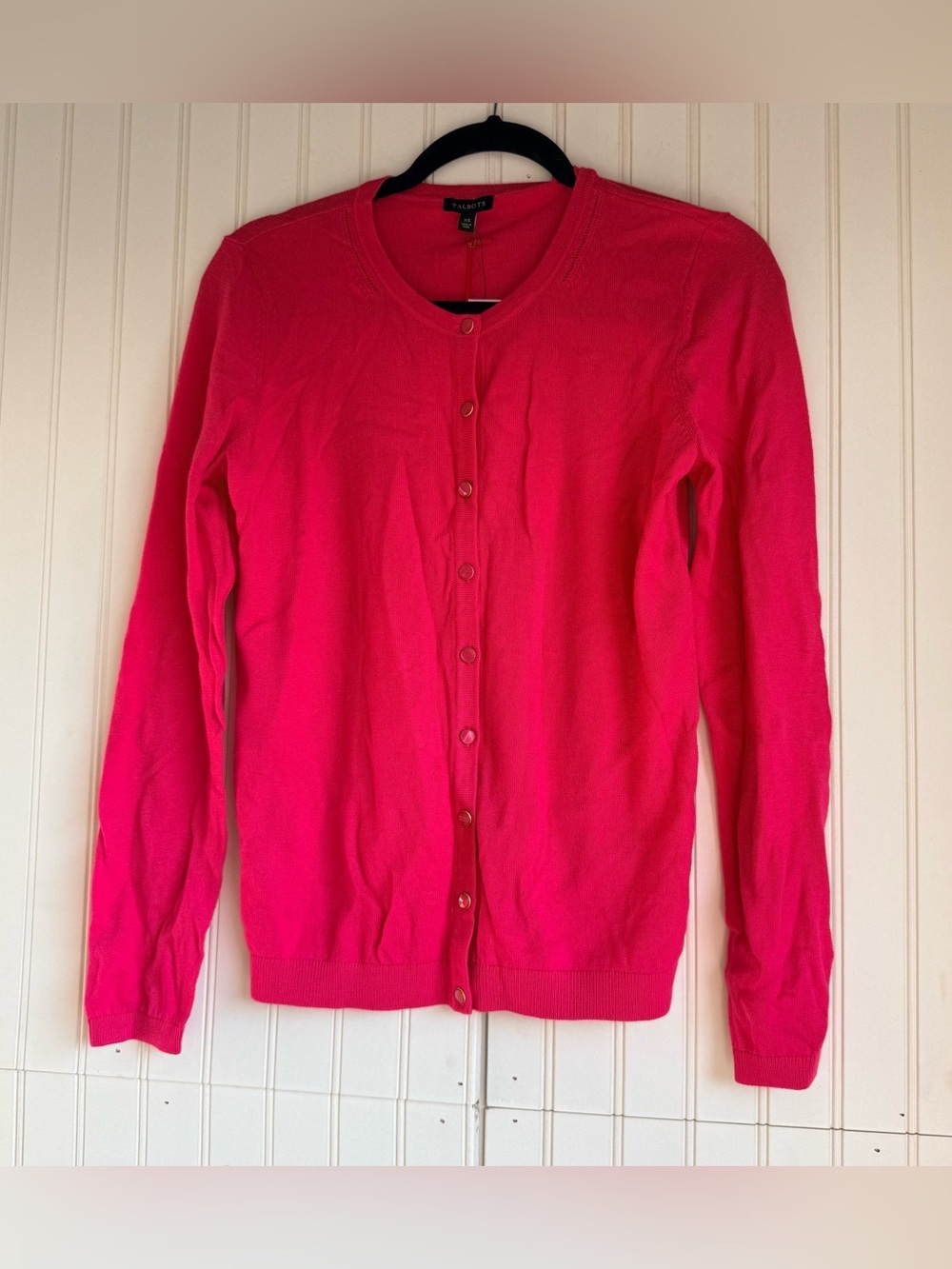 Talbots Size XS Hot Pink Long Sleeve Cardigan Sweater "The Classics" NEW!